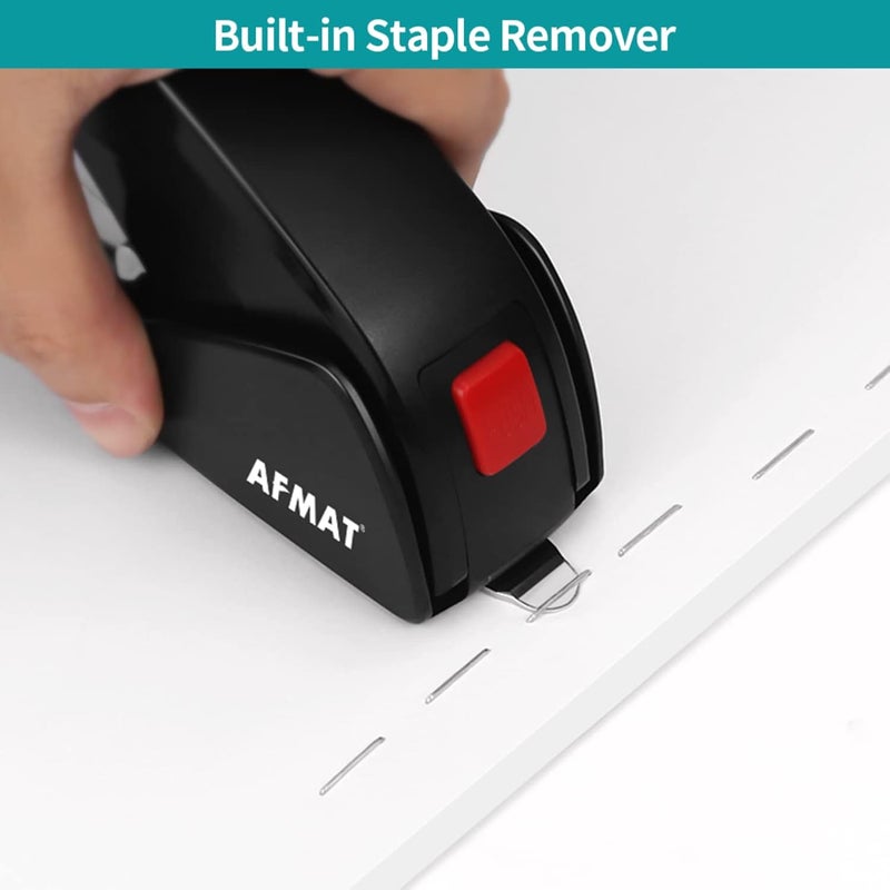AFMAT Stapler for Desk, 50 Sheet Effortless Desktop Stapler Staple with One Finger, Portable Ergonomic Handheld Staplers Heavy Duty, Built-in Remover, Space Save Size, Good for Home & Office ES10 - Image 5